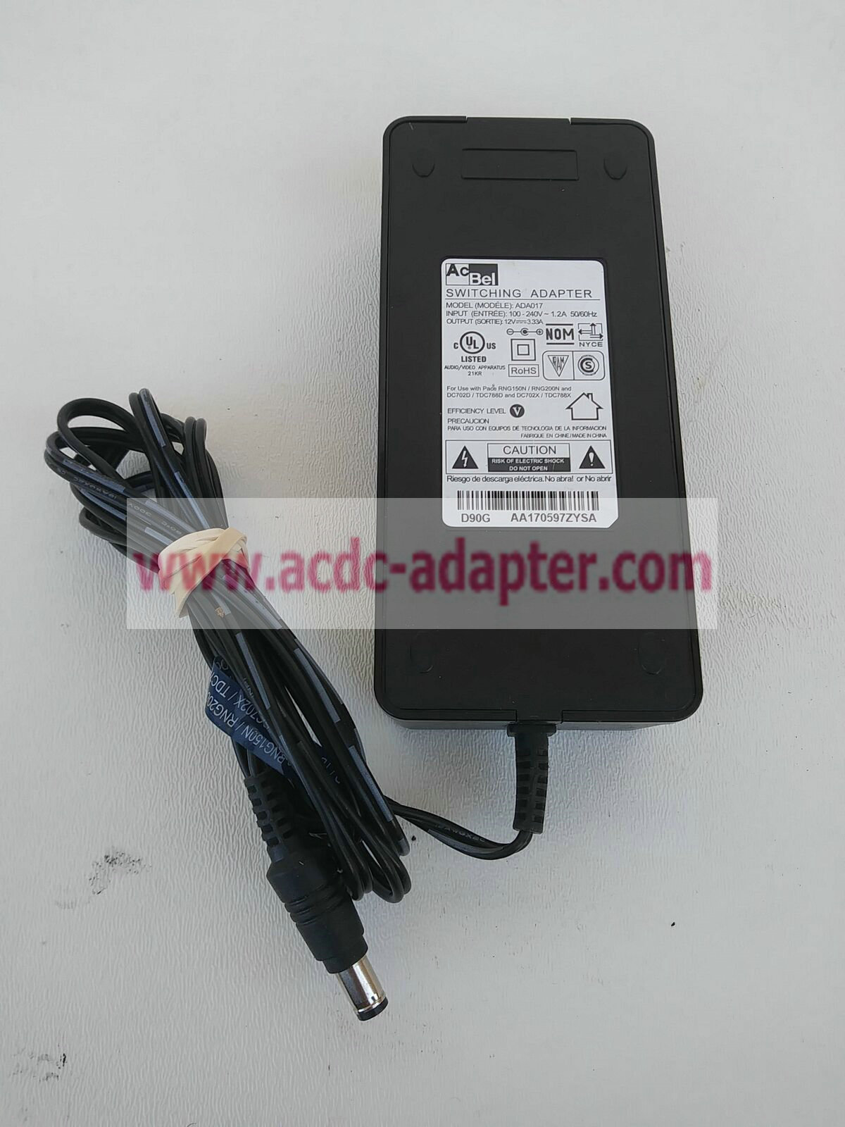 New AcBel ADA017 12V 3.33A Switching Adapter Power Supply